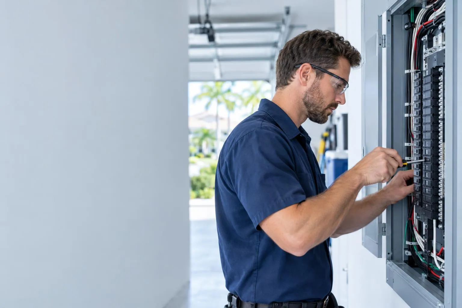 Ozzy Electric electrician working on a residential electrical panel